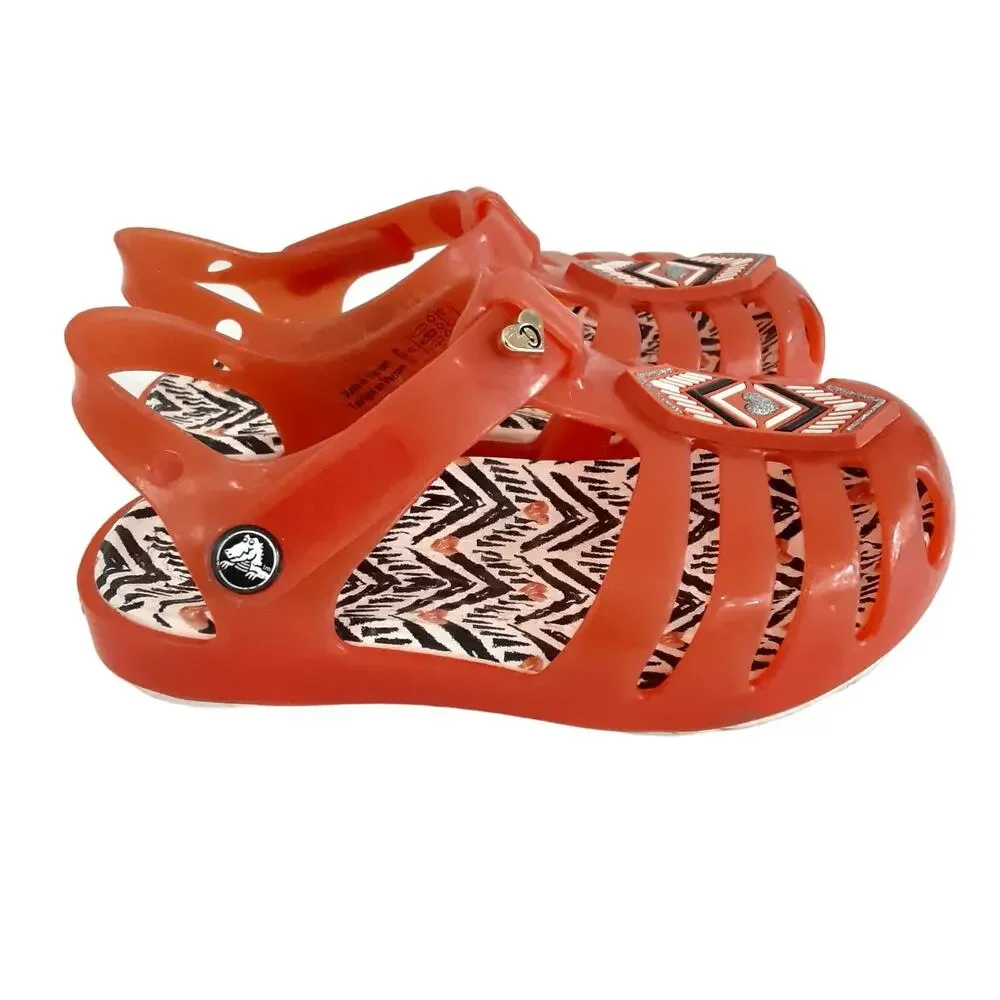 Crocs Drew x Isabella Gel Sandals Girls 5 Red Water Shoes Dress Shoes